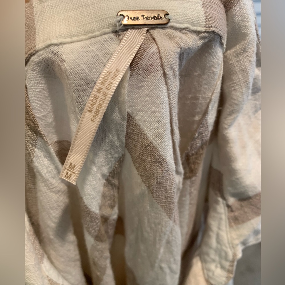FREE PEOPLE Cream Peppy In Plaid Blouse M - Picture 7 of 8
